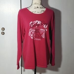 Life Is Good - Womens Dark Pink Longsleeve Life is Good Shirt Sz.XL